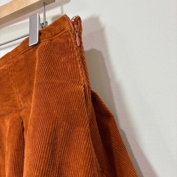 Camel Brown Corduroy Mini Skirt Pleated sz 17 Circle Skater Academic Y2K Preppy - Picture 3 of 8